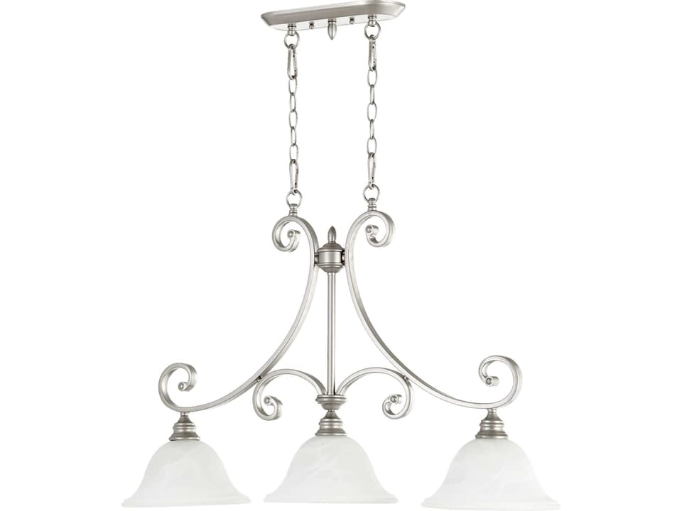 Bryant 3-Light Island Pendant in Classic Nickel with Faux Alabaster Glass