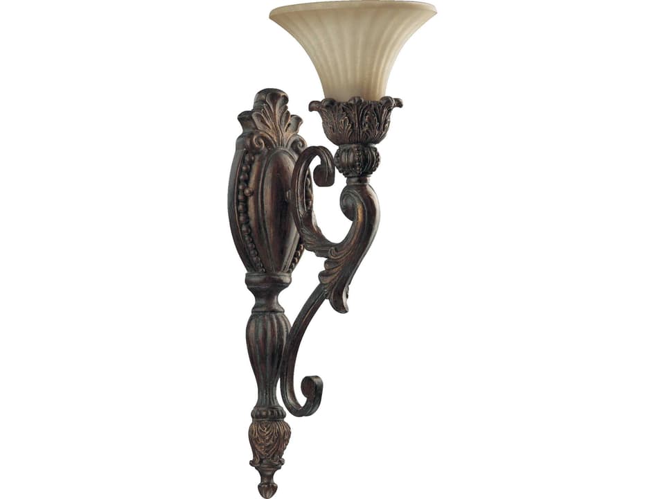Madeleine 1-Light Wall Sconce with Antique Amber Glass in Corsican Gold