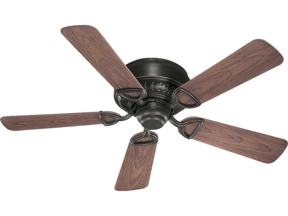 Medallion Patio 42-Inch 5-Blade Outdoor Hugger Ceiling Fan in Old World with Walnut Blades