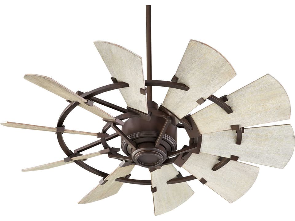 Windmill 44-Inch 10-Blade Indoor Ceiling Fan in Oiled Bronze with Weathered Oak