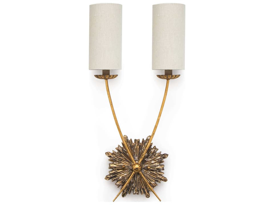 2-Light Louis Wall Sconce in Antique Gold and Birch