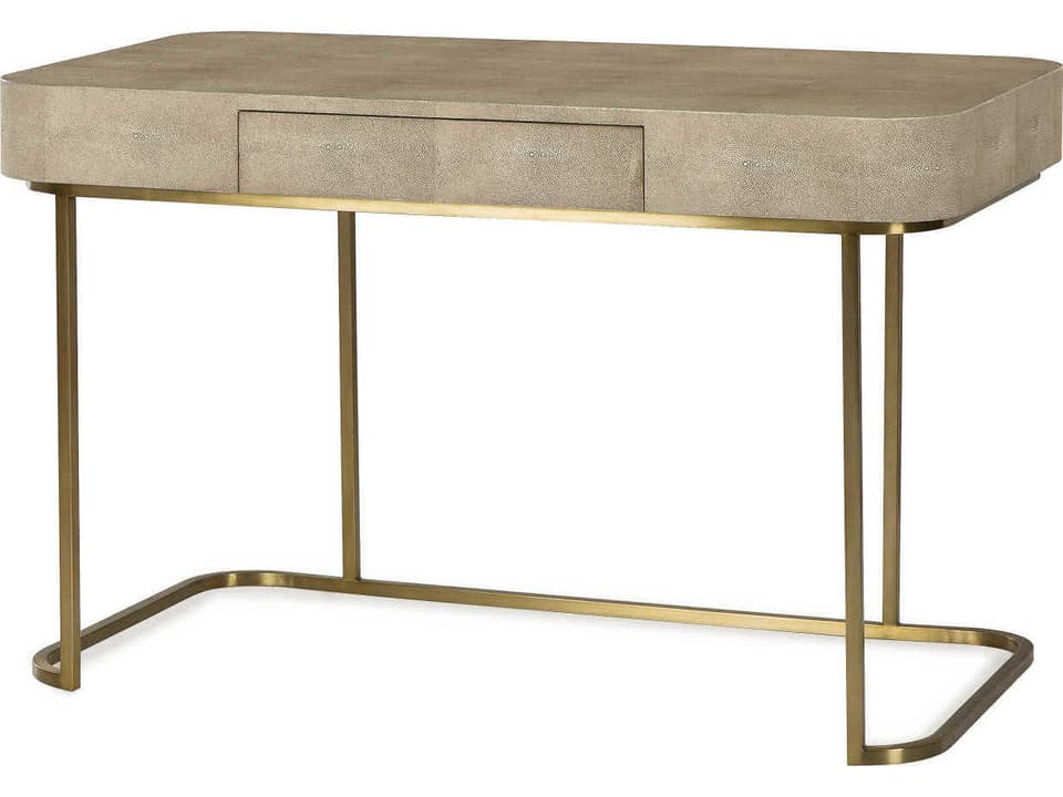 Jacques Textured Resin Faux Shagreen Computer Desk with Satin Brass Base