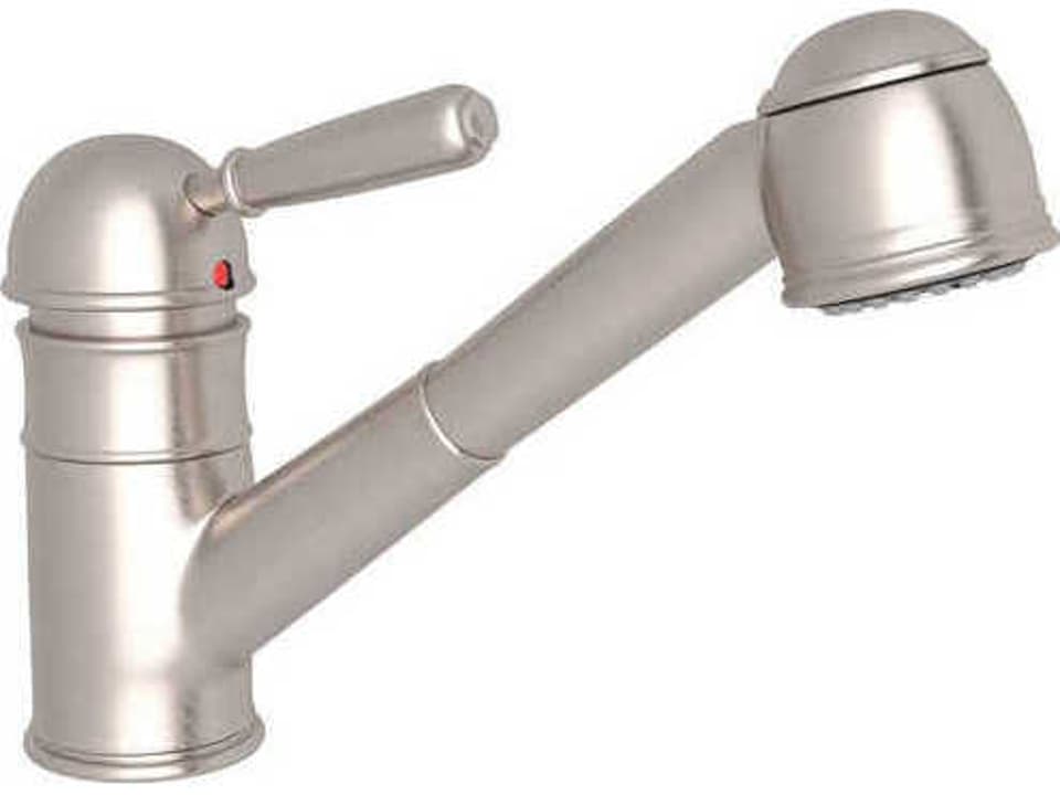 Acqui Single Handle Pull-Out Kitchen Faucet Satin Nickel with Metal Lever