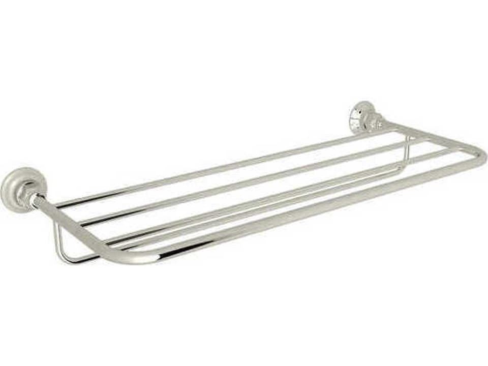 24-Inch Wall Mount Hotel Style Towel Shelf in Polished Nickel