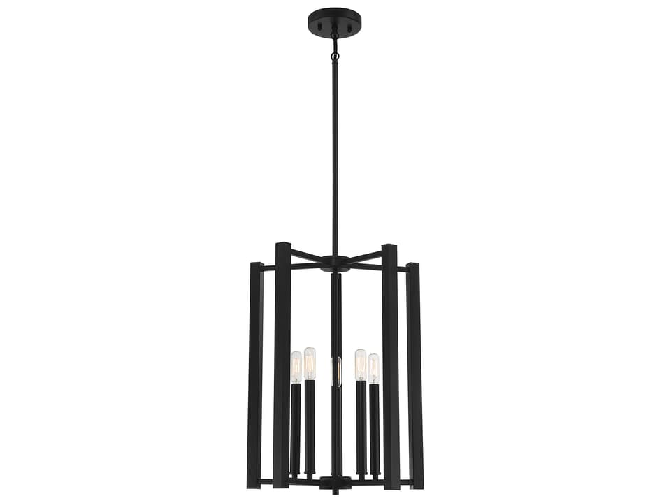 Benson 5-Light Cage Pendant Light in Matte Black