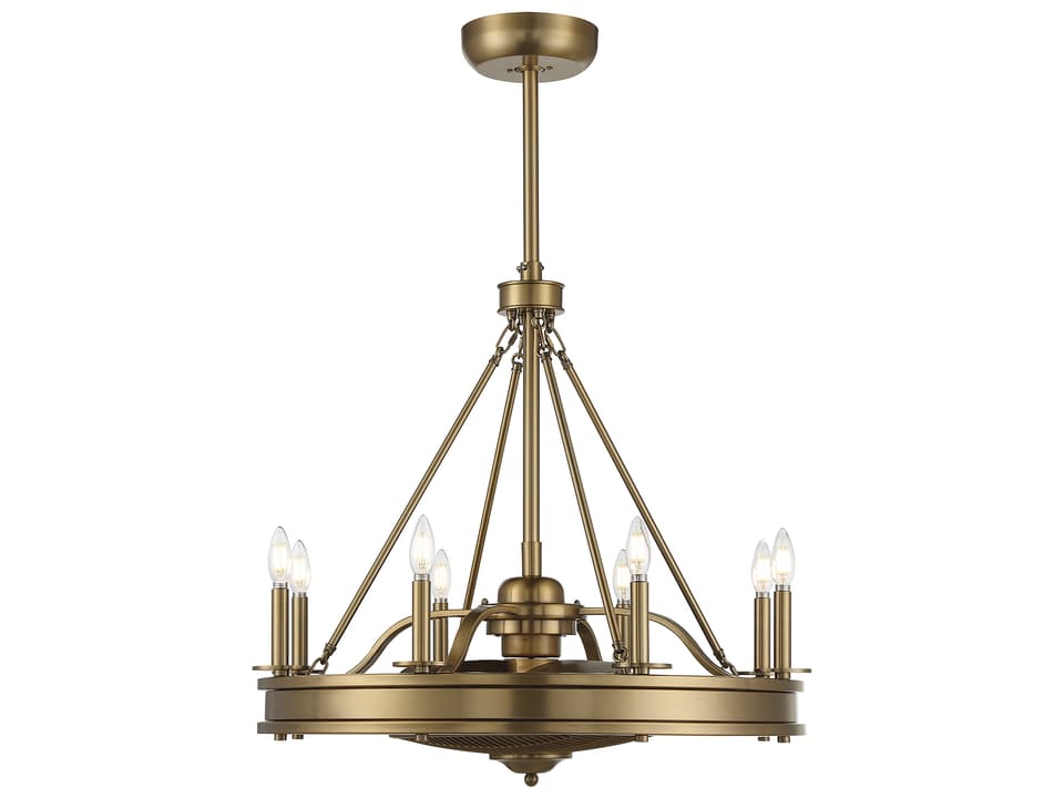 Lyon 8-Light 14-Inch Fan D'Lier Ceiling Fan in Warm Brass
