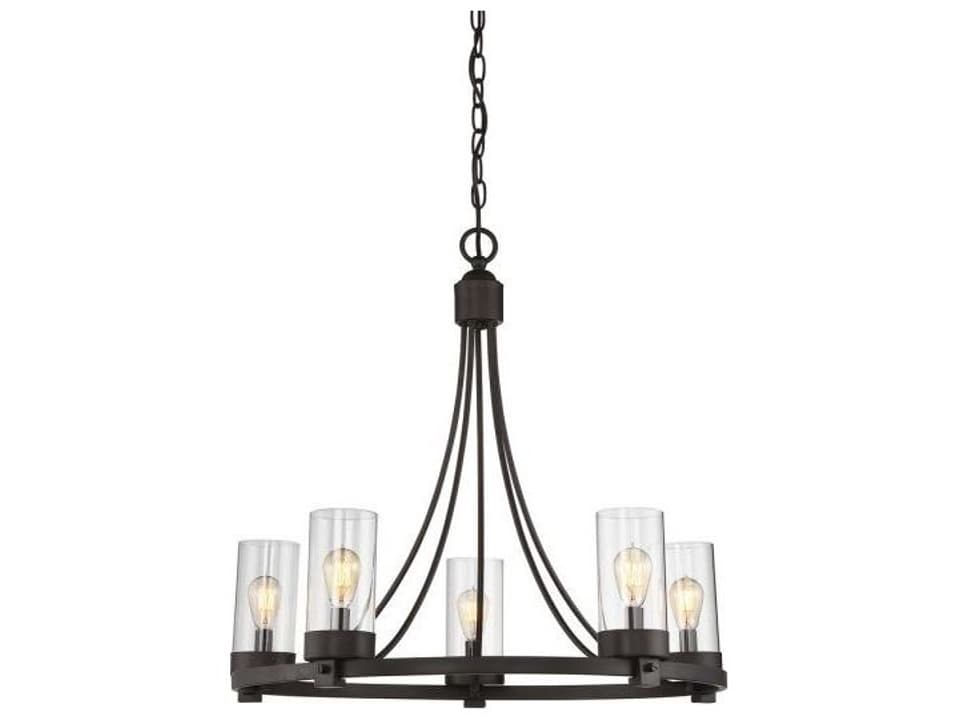 Meridian 5-Light Chandelier in Oil Rubbed Bronze with Clear Glass