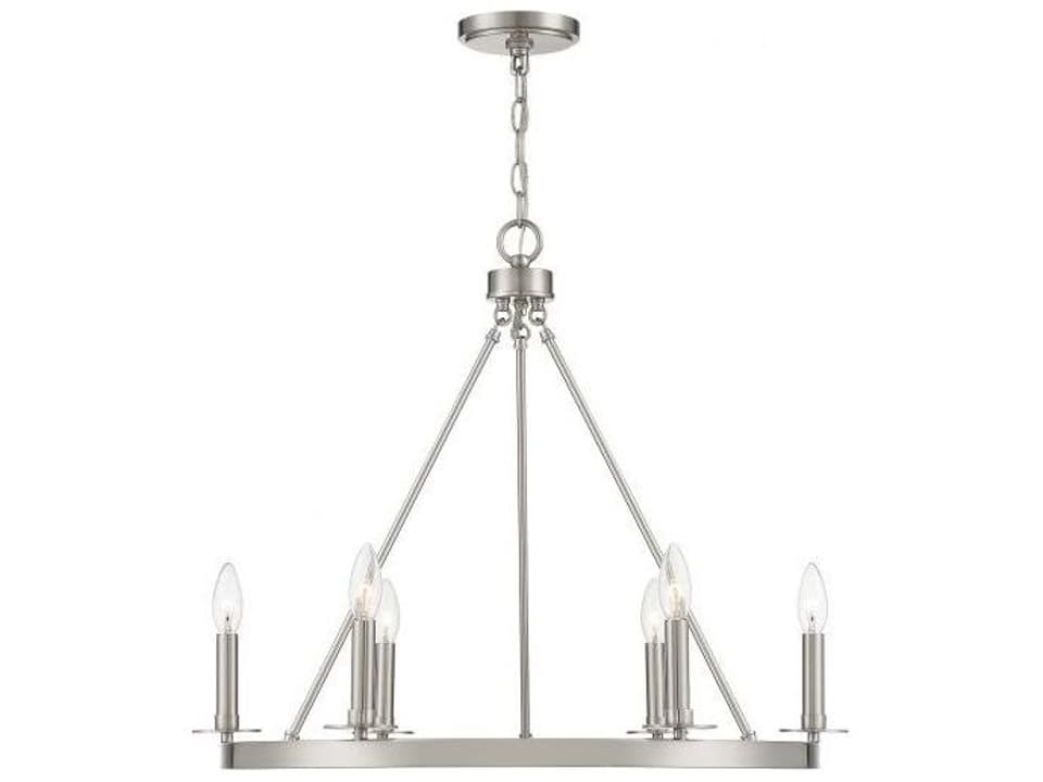 6-Light Meridian Chandelier in Brushed Nickel