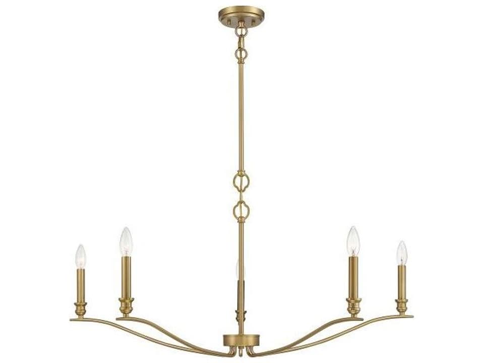 5-Light Meridian Chandelier in Natural Brass