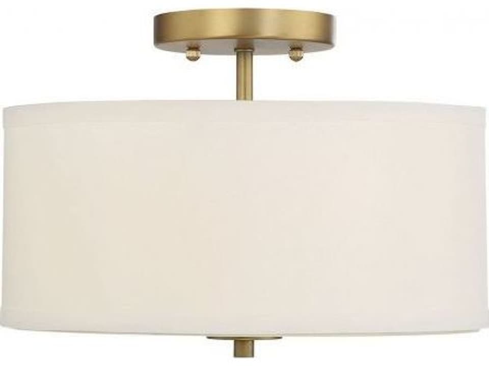 Meridian 2-Light Semi-Flush Mount Ceiling Light in Natural Brass