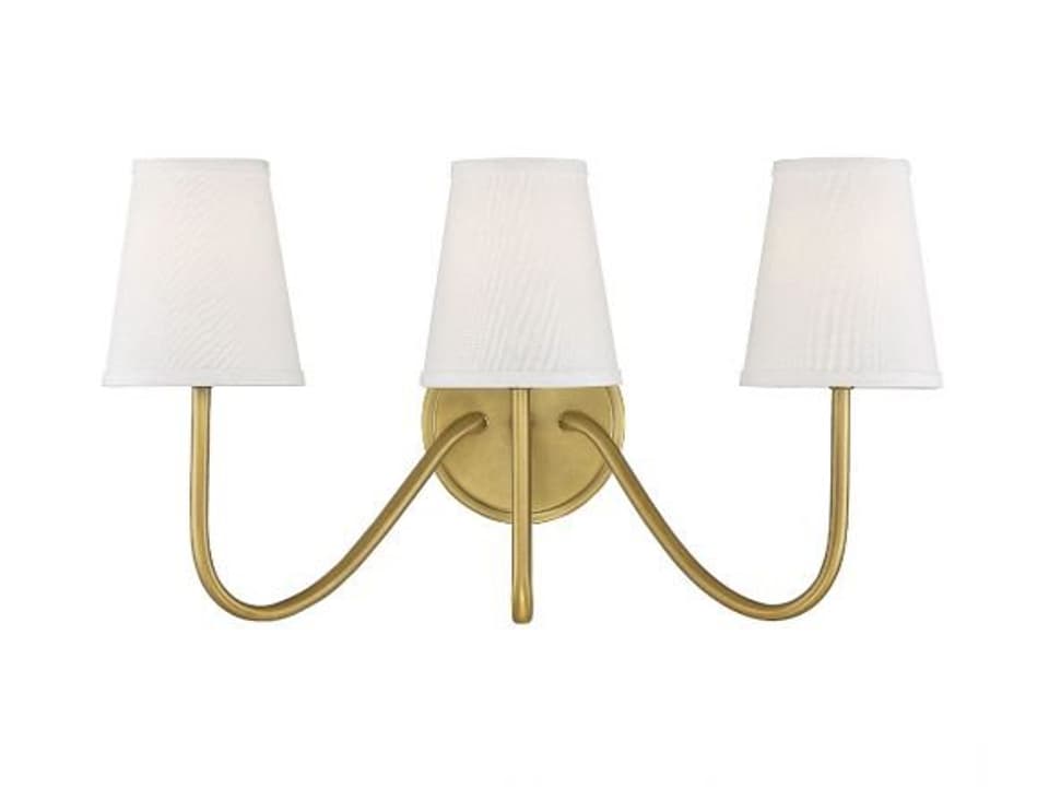 Meridian 3-Light Mid-Century Modern Wall Sconce in Natural Brass