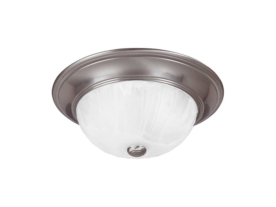 2-Light Flush Mount Ceiling Light in Satin Nickel