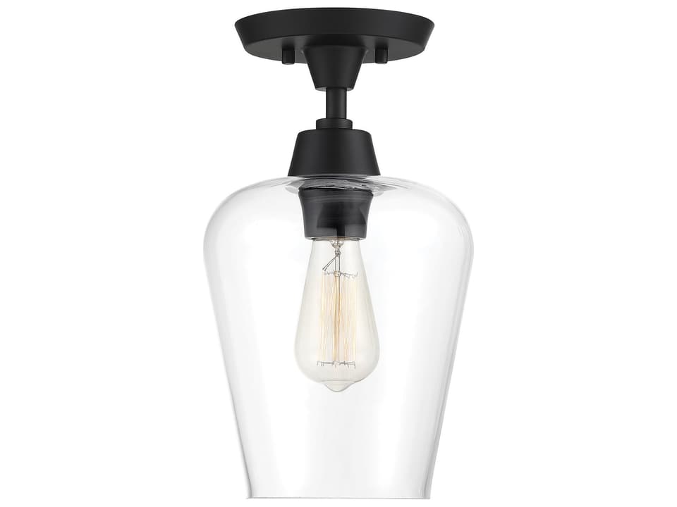 Octave 1-Light Semi-Flush Mount Ceiling Light in Matte Black