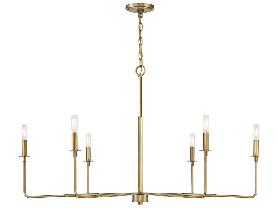 6-Light Salerno Chandelier in Warm Brass