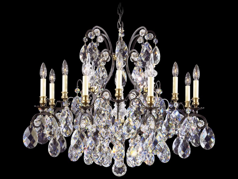 Renaissance 13-Light Pewter Crystal Candelabra Chandelier