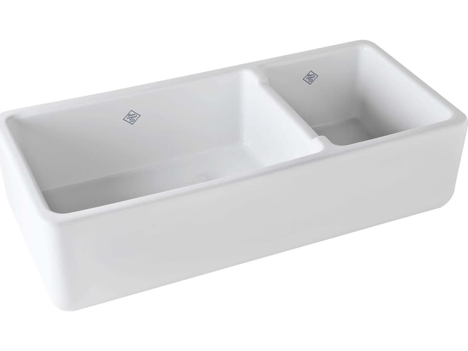 Lancaster 40-Inch Double Bowl Farmhouse Fireclay Kitchen Sink White