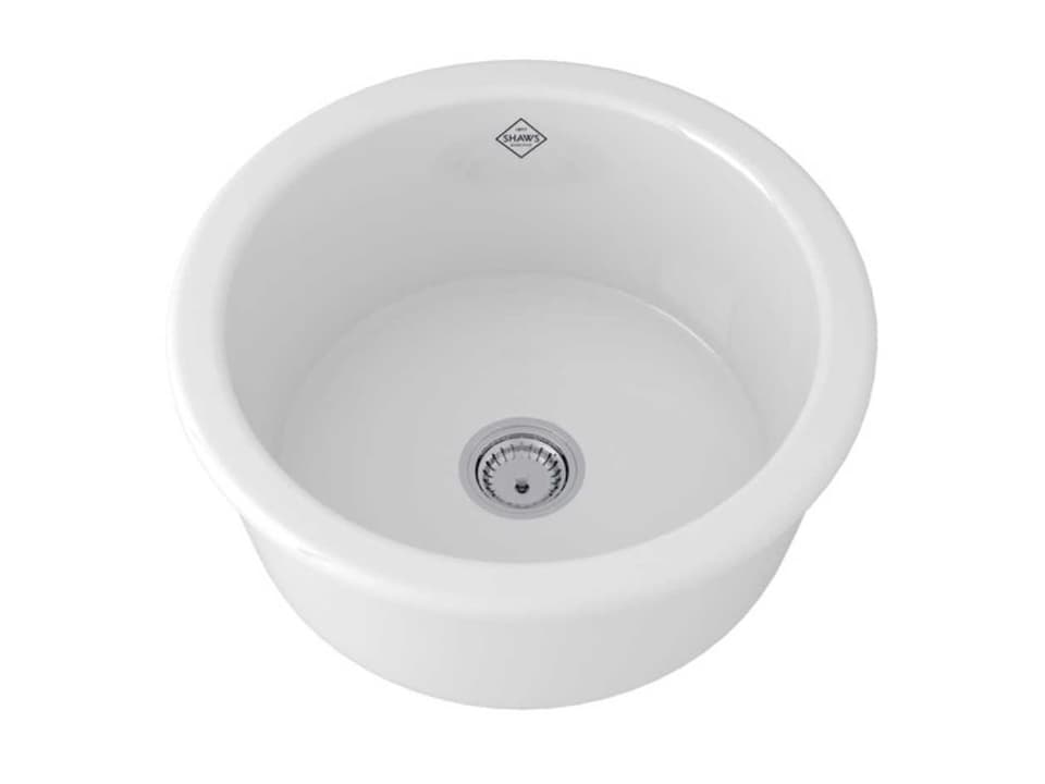 Lancaster 18-Inch Round Single Bowl Fireclay Bar Food Prep Sink in White
