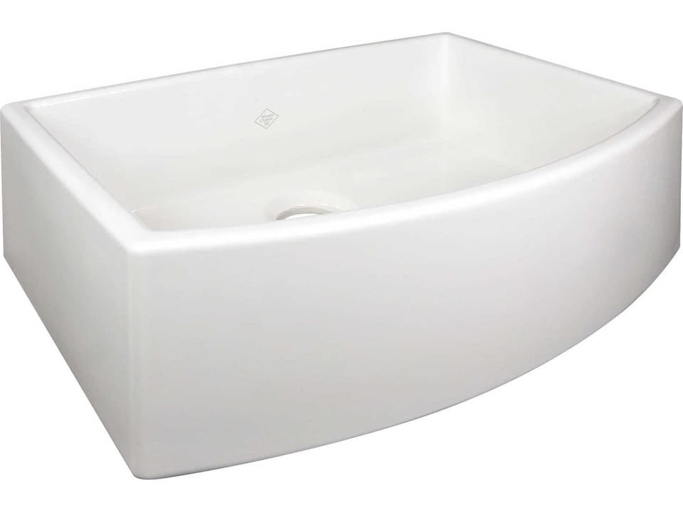 Waterside 30-Inch Single Bowl Farmhouse Apron Front Fireclay Kitchen Sink in White