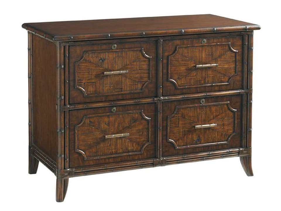 Bal Harbor Four Drawer File Cabinet Tobacco Brown Rattan Bamboo