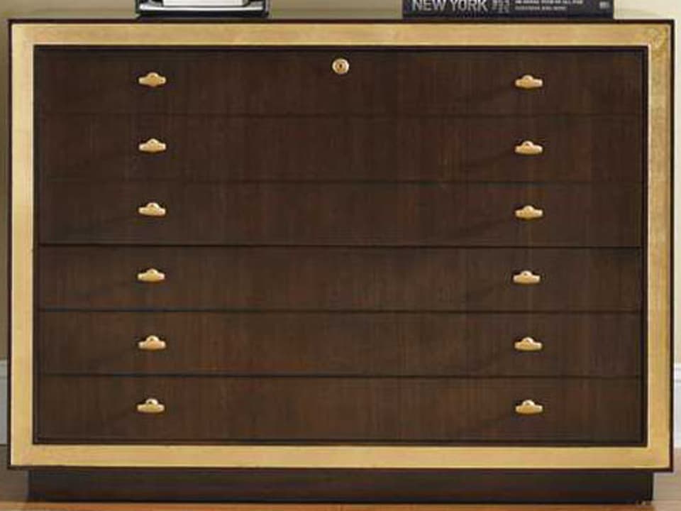 Bel Aire Beverly Palms File Chest in Walnut with Gold Accents