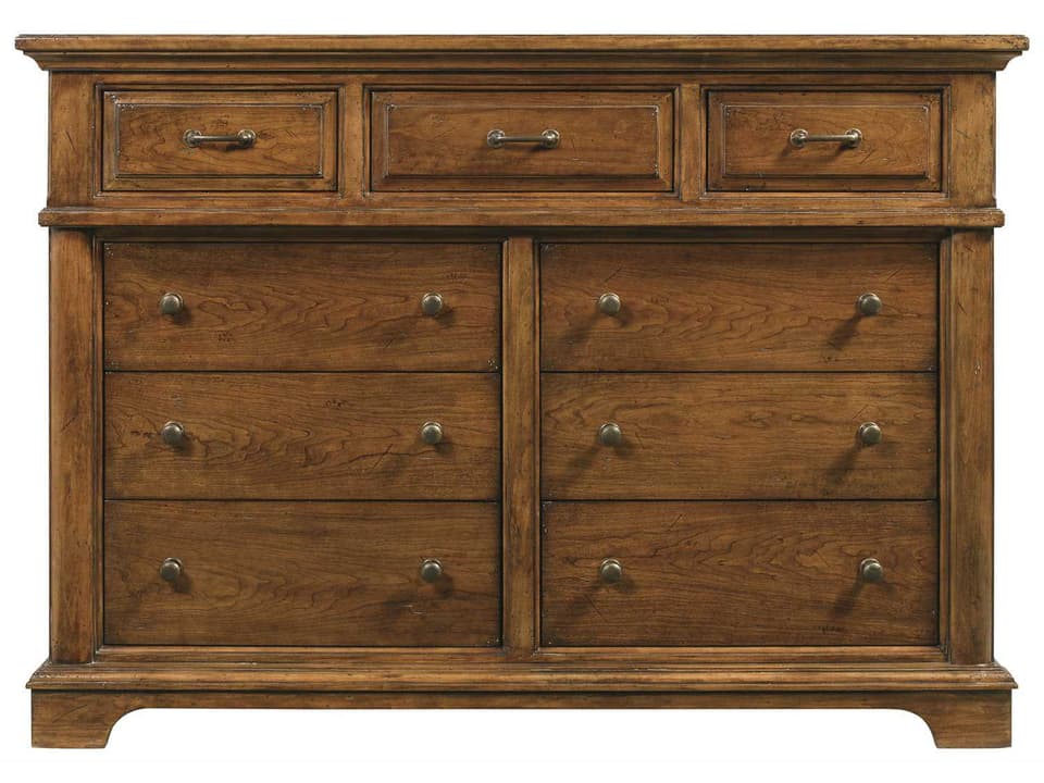 Bungalow Bedroom Nine-Drawers Double Dresser in Brown