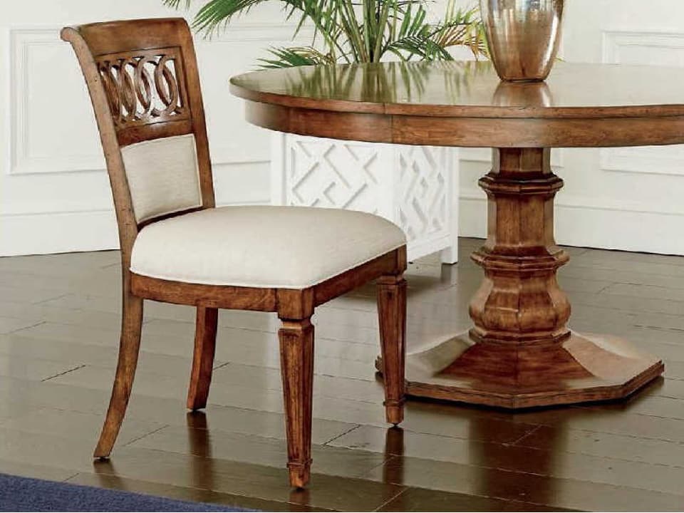Old Town Upholstered Dining Side Chair in Barrister Finish