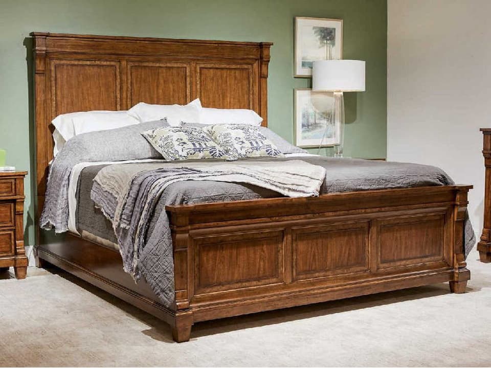 Old Town Queen Panel Bed in Barrister Brown Wood