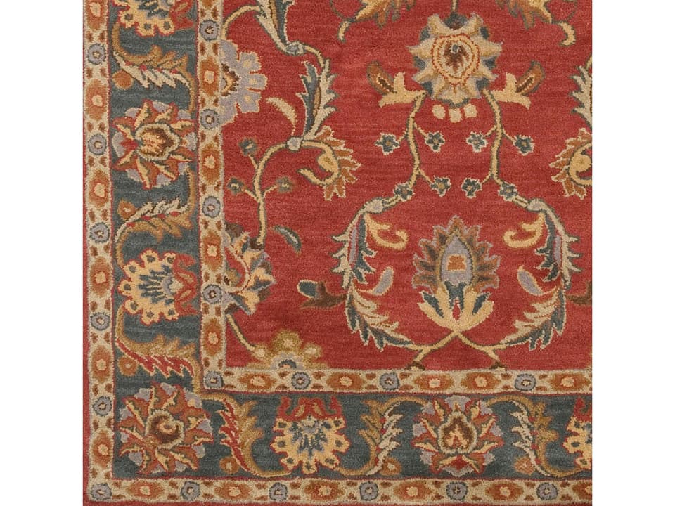 Caesar Hand-Tufted Wool Rug Sample in Rust Red and Charcoal