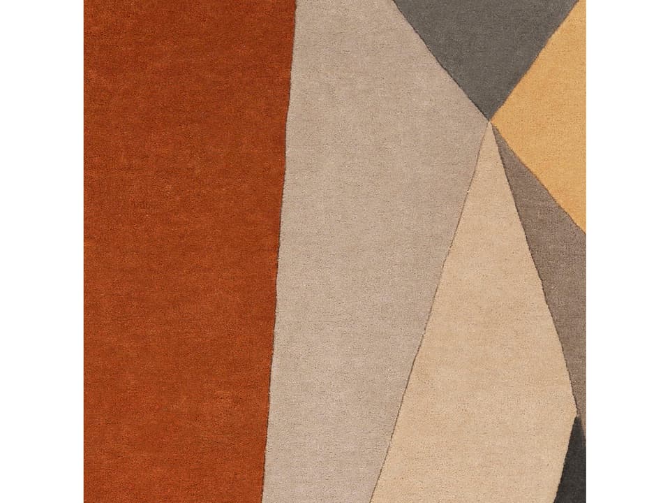 Forum Abstract Hand Tufted Wool Area Rug Sample in Burnt Orange Charcoal Taupe
