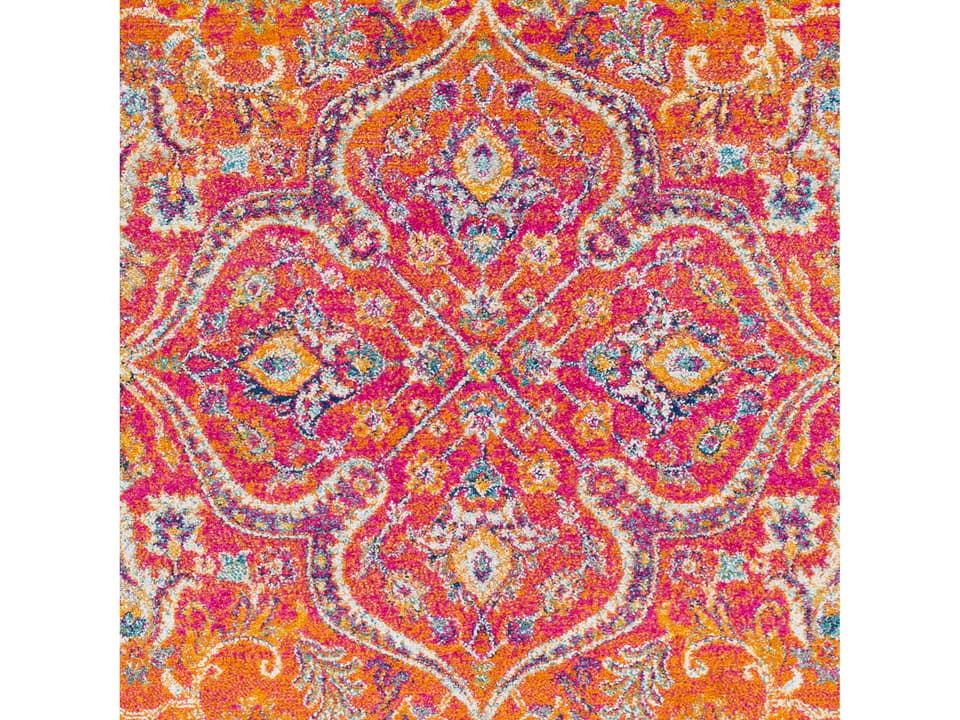Harput Floral Area Rug Sample in Garnet and Burnt Orange
