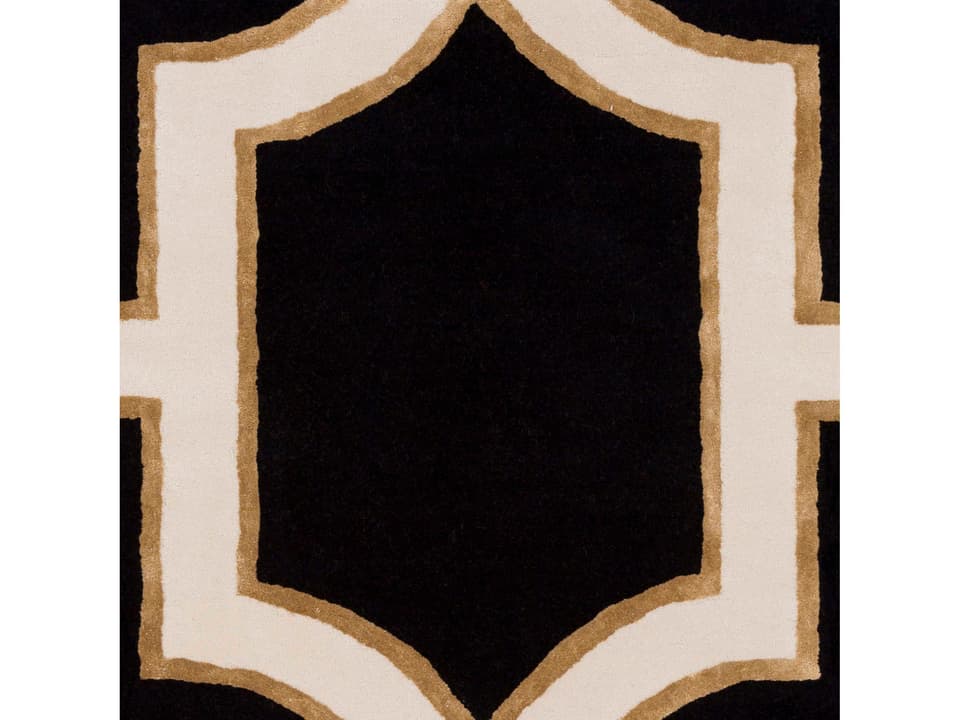 Intermezzo Hand Tufted Wool and Tencel Area Rug Sample in Black Cream Tan