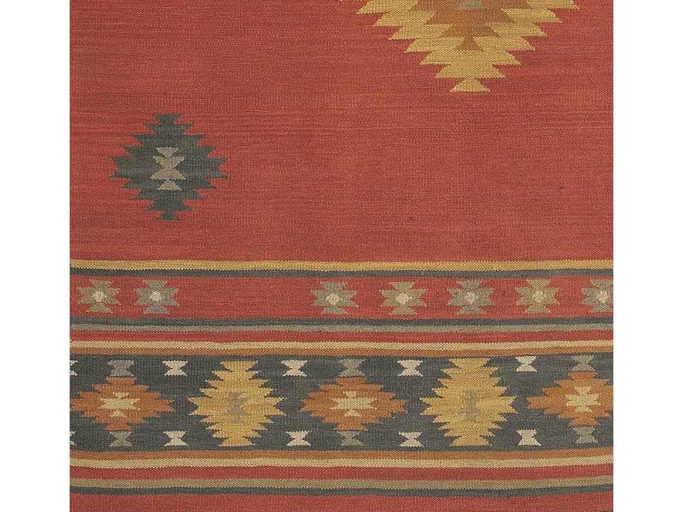 Jewel Tone Hand Woven Reversible Wool Area Rug Sample Southwestern Design