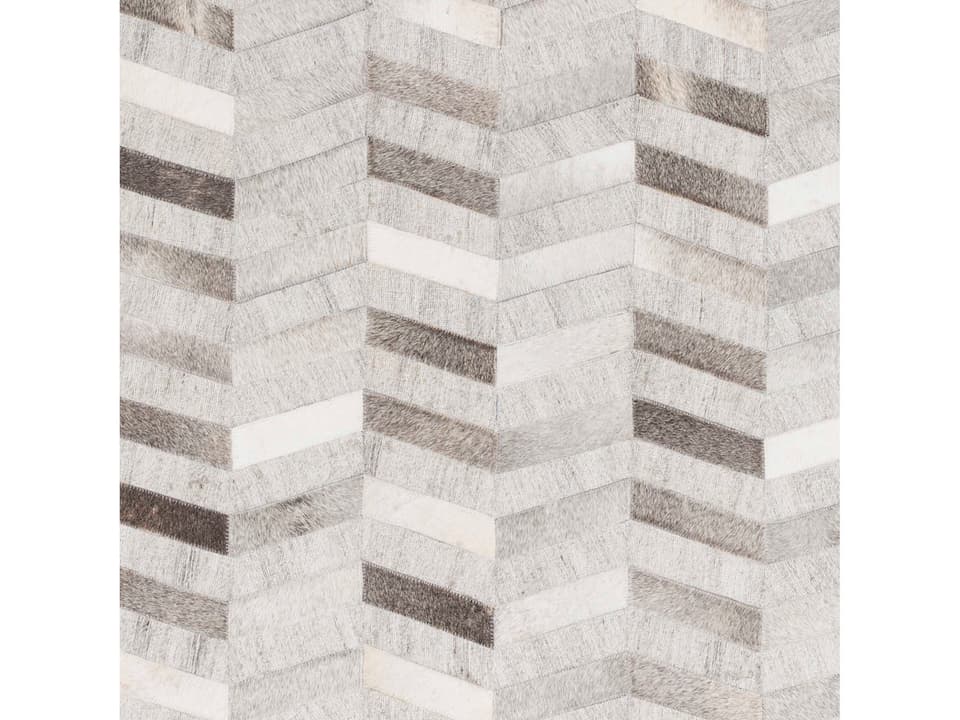 Medora Hand-Crafted Chevron Area Rug with Hair On Hide and Chenille-Viscose