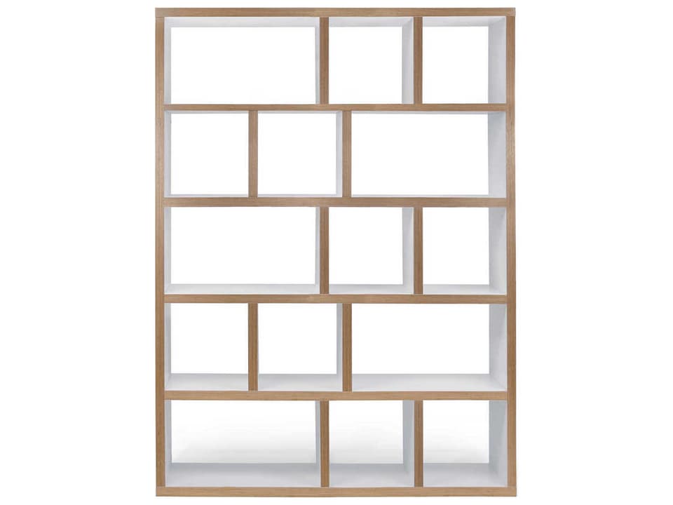 Berlin Bookcase Geometric Pure White and Plywood