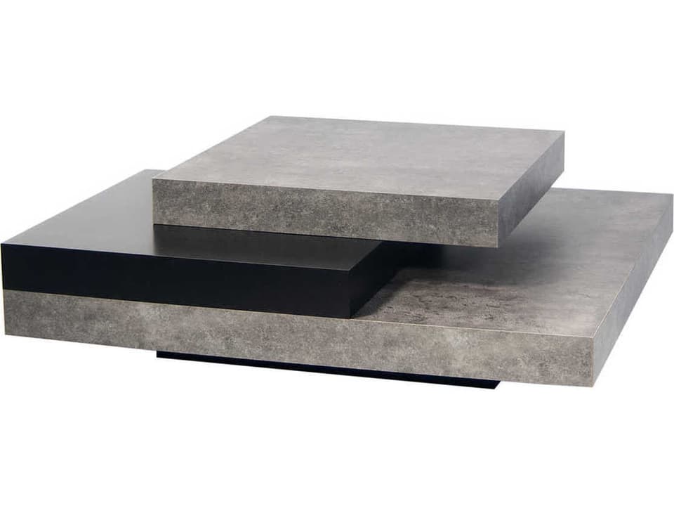 Slate Square Coffee Table Concrete and Black