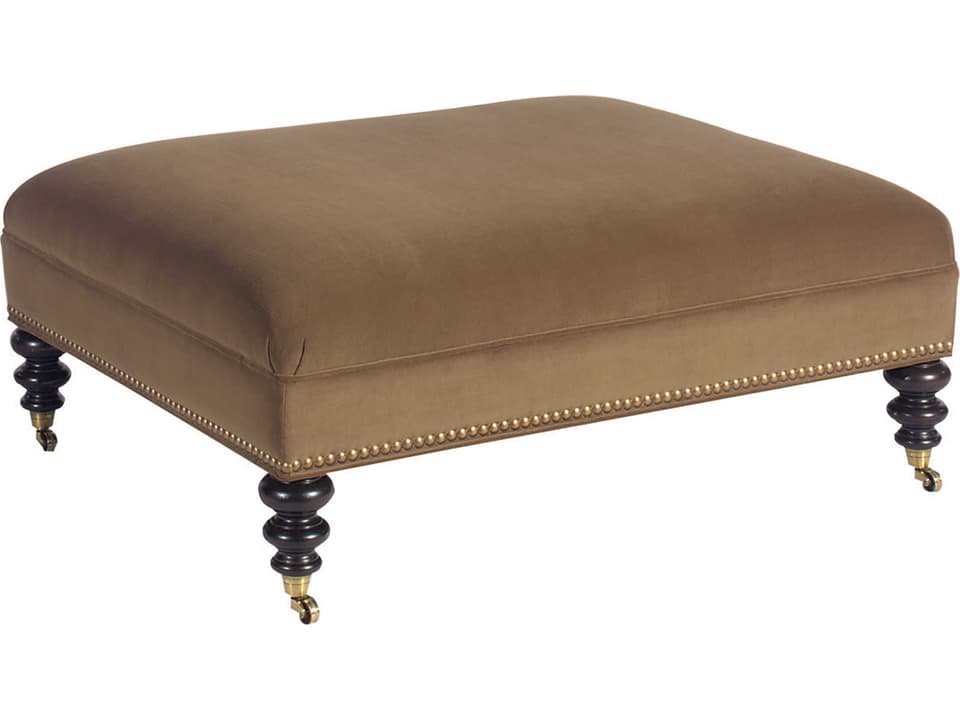 Home Kingstown Cooper Cocktail Ottoman in Tamarind with Nailhead Trim