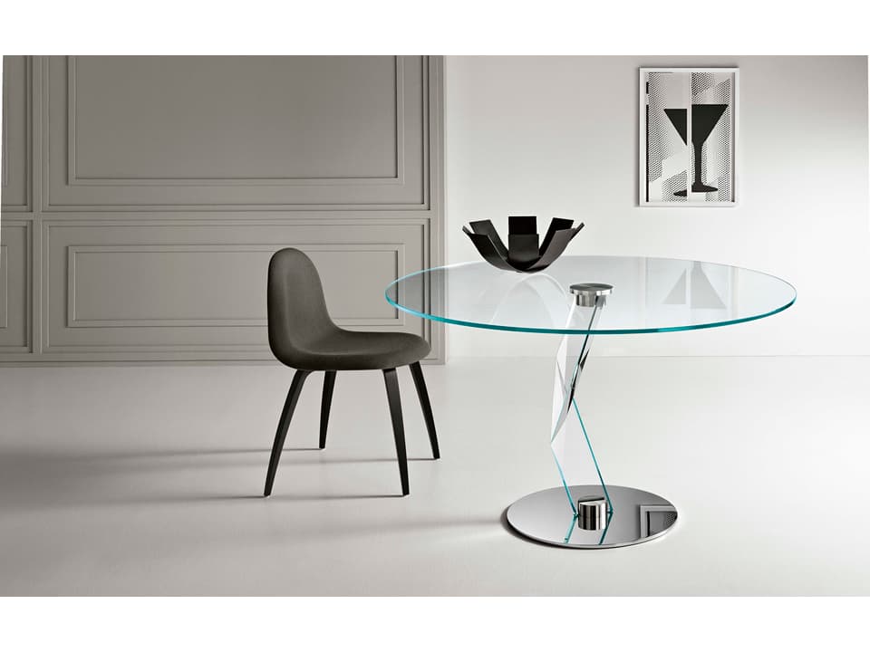 Bakkarat Alto Round Dining Table with Extra Clear Glass Top
