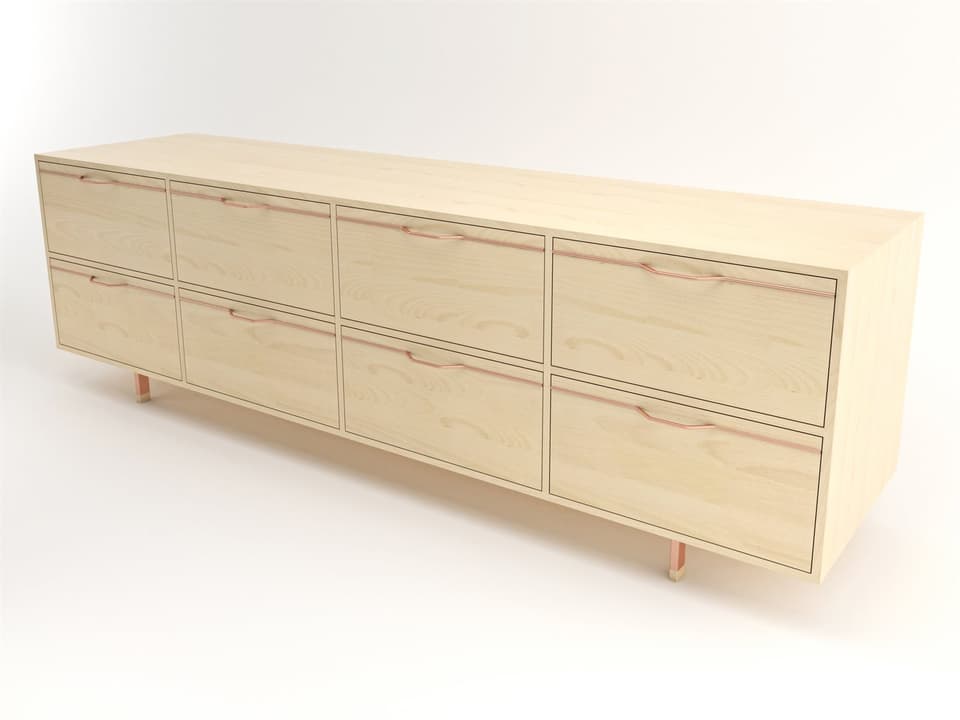 Chapman 8-Drawer Double Dresser in Maple with Clear Powder Coat
