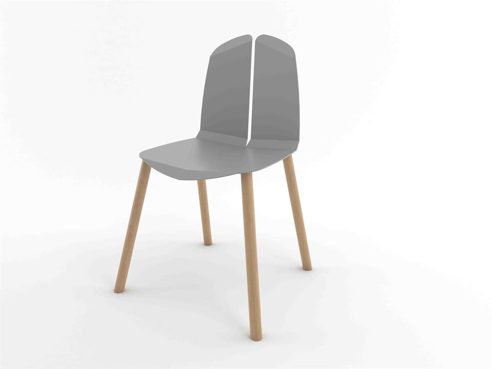 Noa Dining Side Chair in Grey Powder Coated Steel and Natural Oak