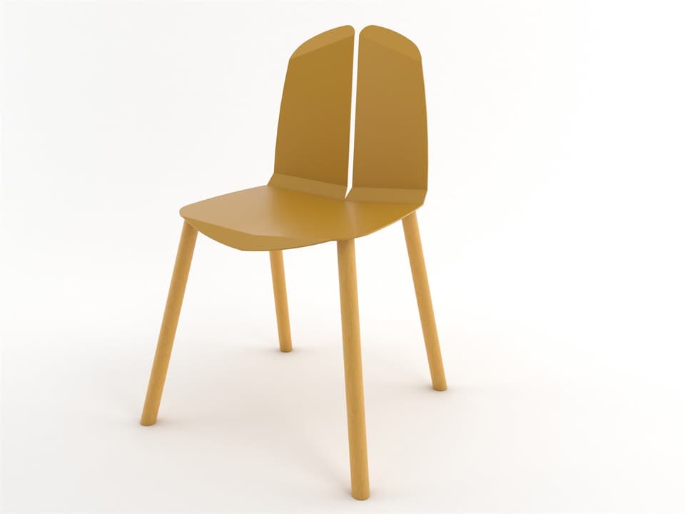 Noa Dining Side Chair in Mustard Oak and Powder-Coated Steel