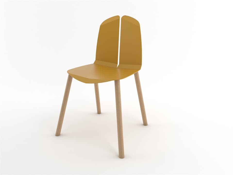 Noa Mustard Steel Dining Side Chair with Natural Oak Legs
