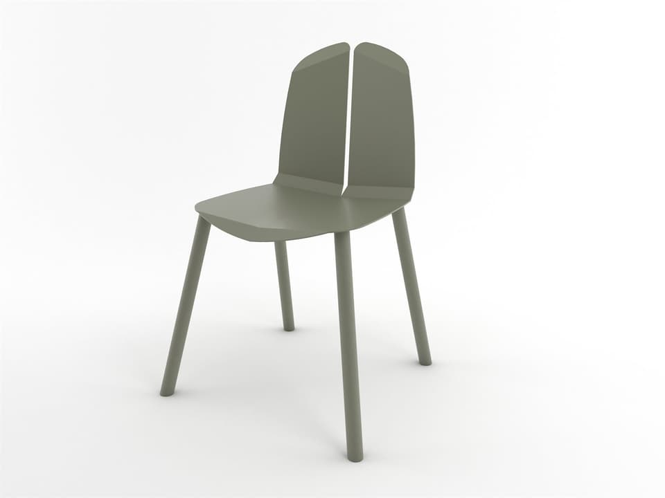 Noa Dining Side Chair in Prairie Green Steel and Natural Oak