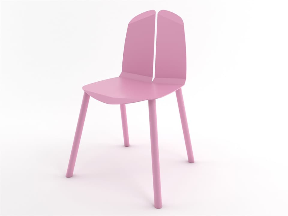 Noa Dining Side Chair in Pink Painted Oak and Powder Coated Steel
