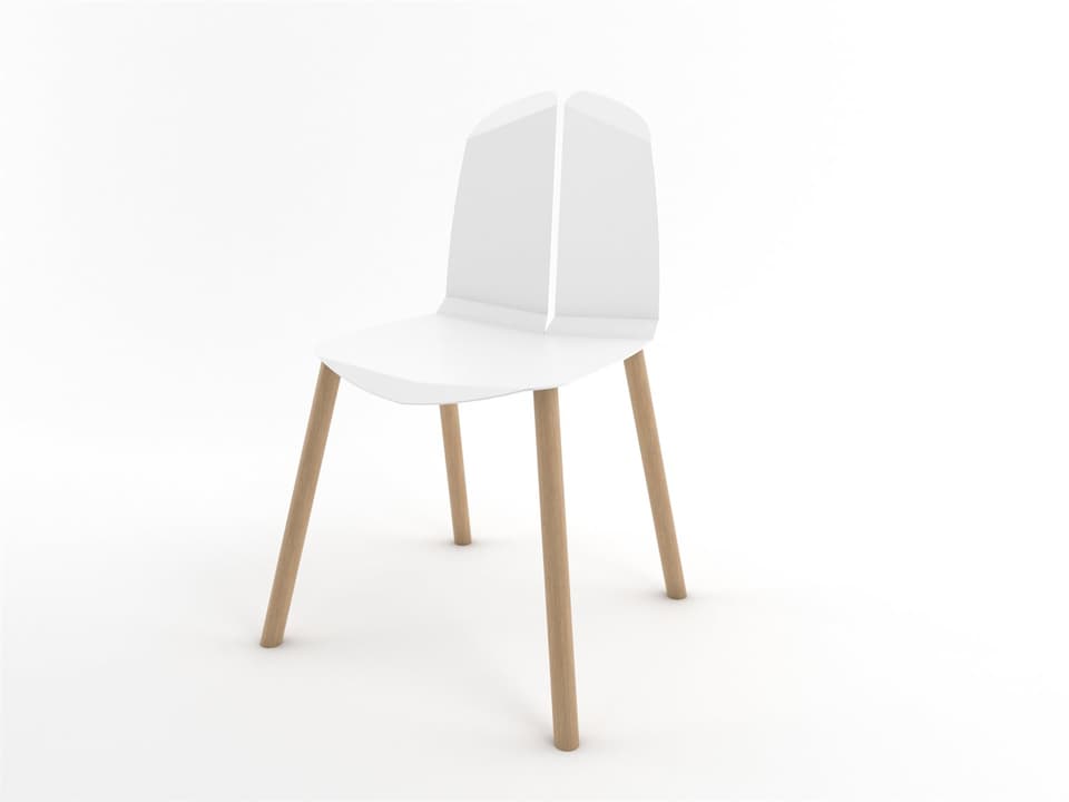 Noa White Powder Coated Steel Dining Side Chair with Natural Oak Legs