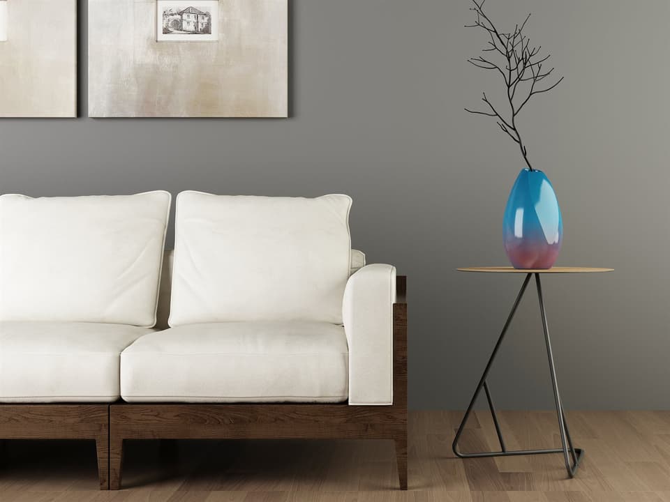 James Round End Table in Natural Oak with Matte Black Steel Base