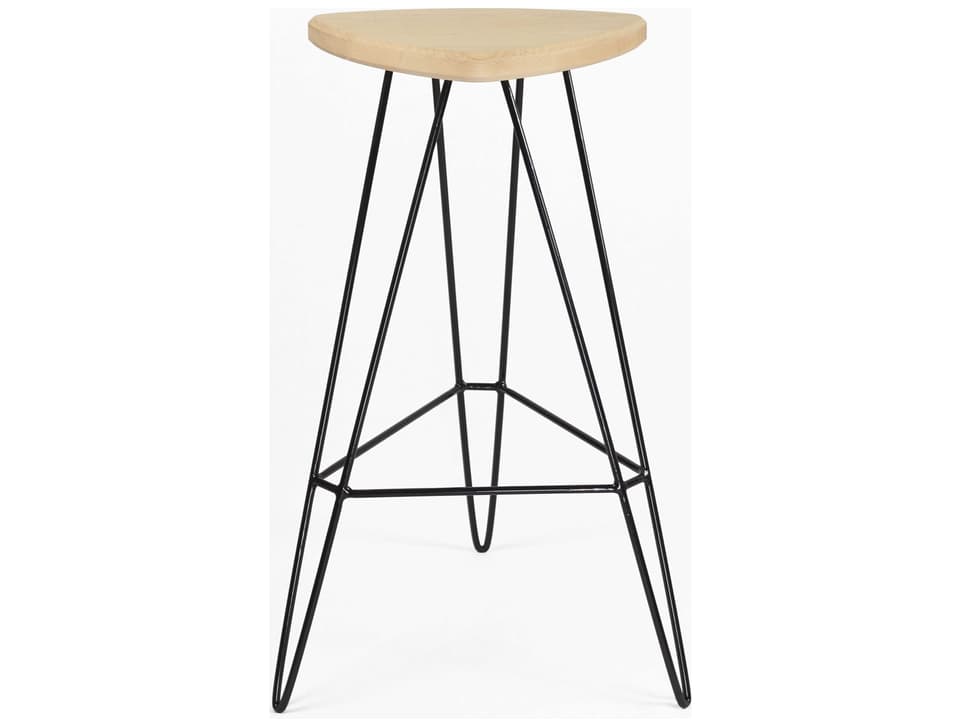Madison Maple Wood Bar Stool with Black Base
