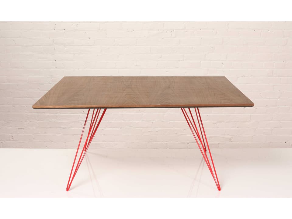 Williams Small Square Walnut Coffee Table with Powder-Coated Steel Hairpin Base