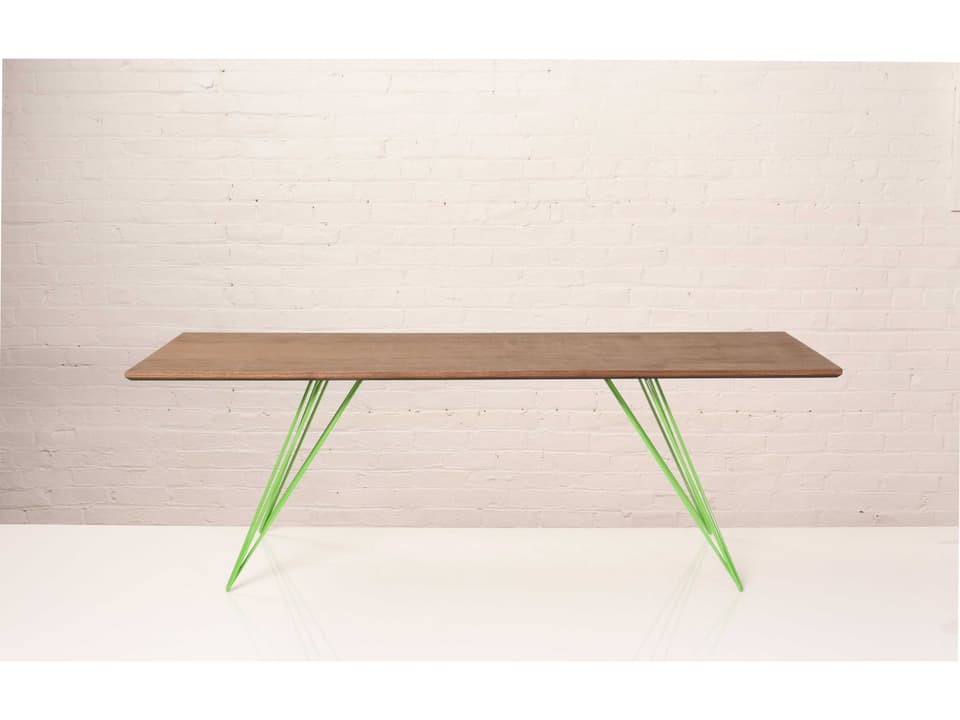 Williams Collection Rectangle Coffee Table in Walnut and Green Steel