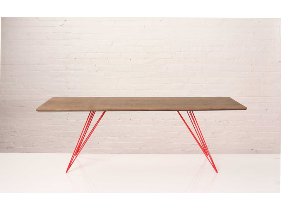 Williams Small Rectangle Coffee Table in Walnut with Powder-Coated Steel Hairpin Legs