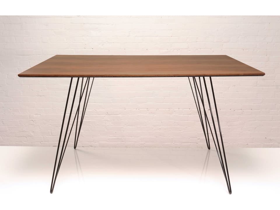 Williams Large Rectangle Dining Table in Walnut with Black Base